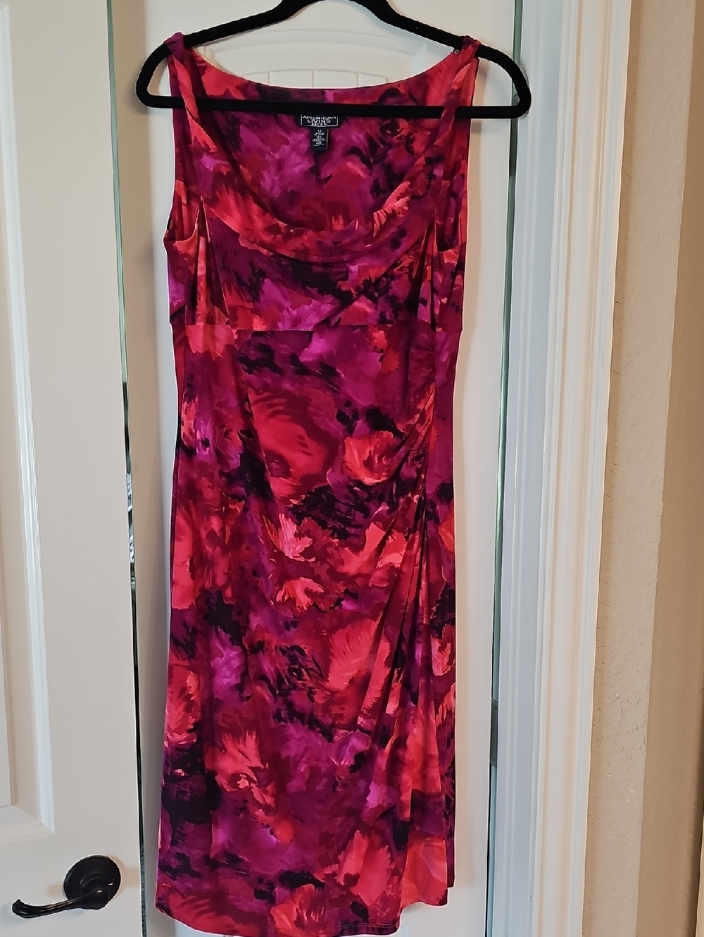 American Living Red Pink And Purple Floral Midi Dress